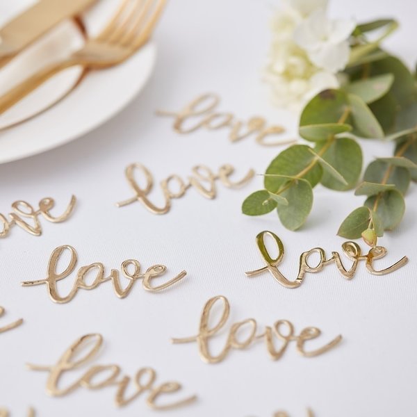 Tischdekoration "love" gold