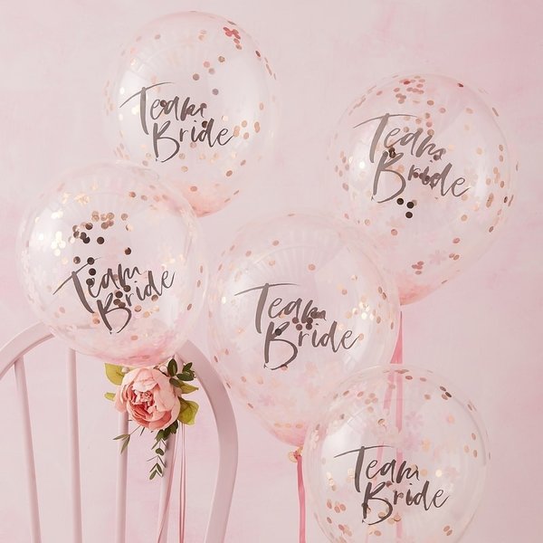 Ballons "Team Bride" floral 5 Stück