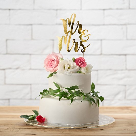 Cake Topper "Mr & Mrs" gold