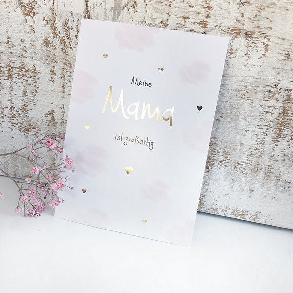 Postkarte Gold „Meine Mama ist großartig“ – Mintkind