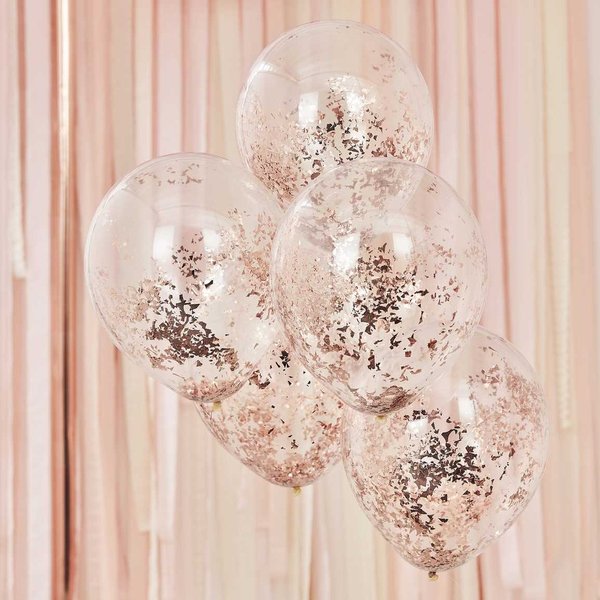 Roségoldene Glitter Konfetti-Luftballons